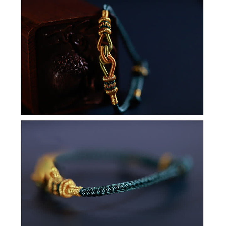 Pulsera de hilo trenzado con Buddha Stones, hecha a mano, anudada, fuerza de la fe