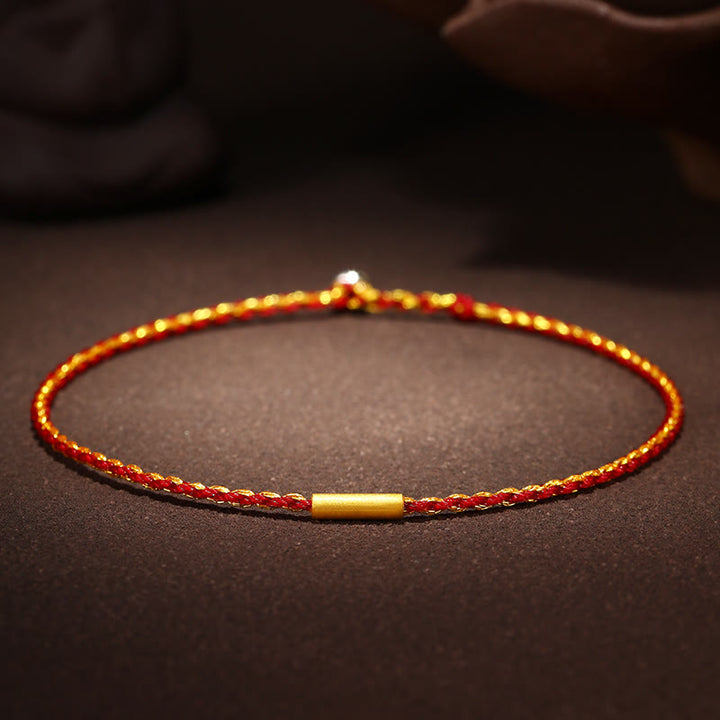 Pulsera de protección trenzada con nudos de los deseos de cuatro hilos hecha a mano con cuentas de oro 999 de Buddha Stones