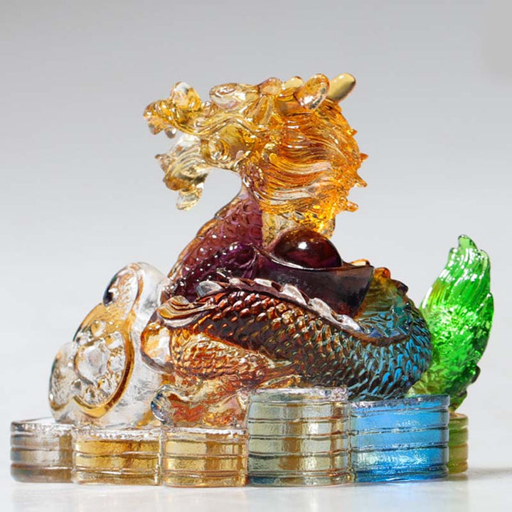 Buddha Stones Año del Dragón hechas a mano 12 Zodíaco chino Liuli pieza de arte con cristal protección decoración de la Oficina del hogar