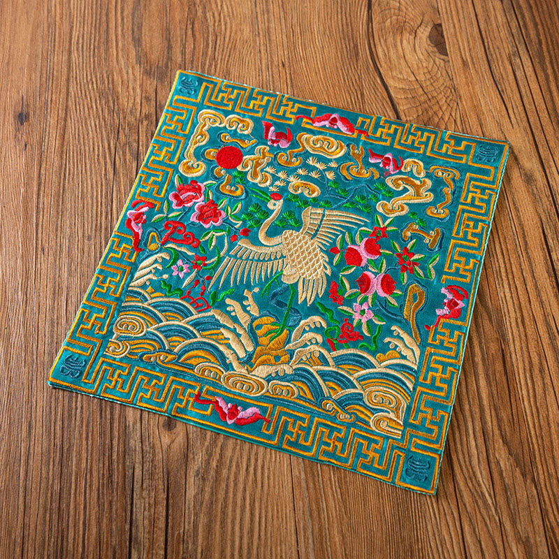Alfombrilla para taza bordada con Buddha Stones , dragón Fénix, Kirin, posavasos para taza de té, tapete para té Kung Fu