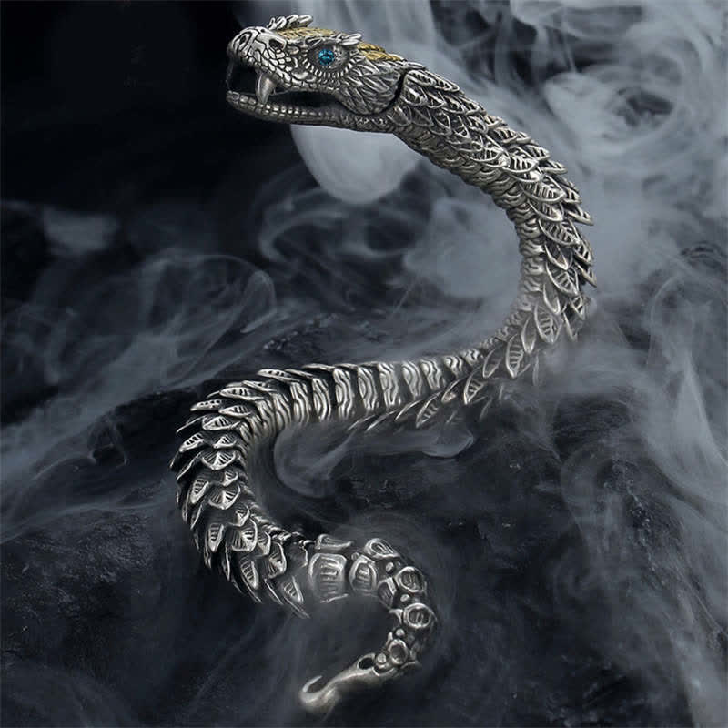 Pulsera de cadena de protección con amuleto hecho a mano de serpiente de dragón de Buddha Stones