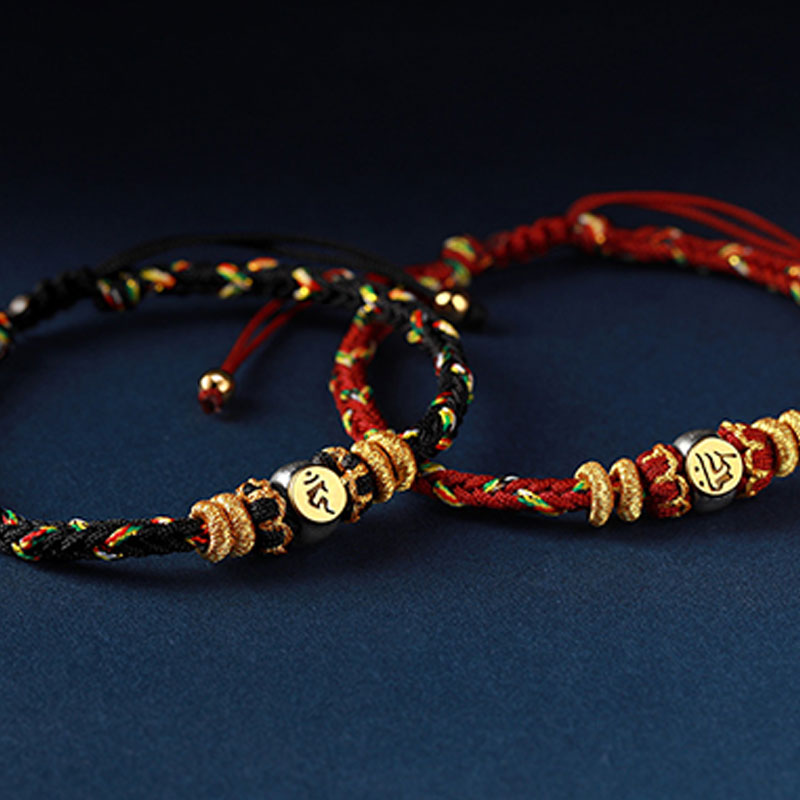 Pulsera de hilo trenzado de la suerte de plata con Buda natal del zodiaco chino de Buddha Stones