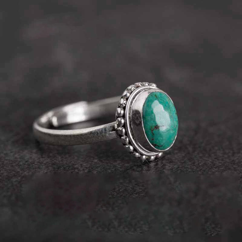 Anillo de amor de sabiduría turquesa de plata de ley 925 con Buddha Stones