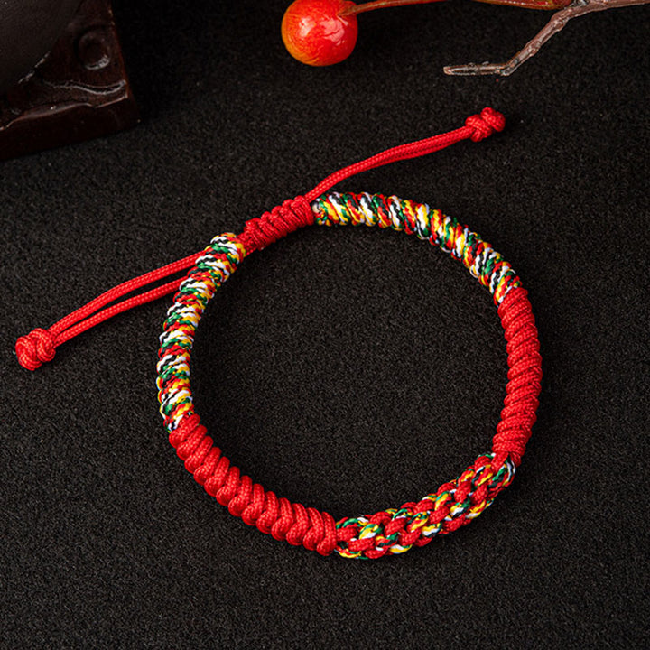 Pulsera de cuerda trenzada de la suerte con nudo King Kong colorido hecho a mano tibetano con Buddha Stones
