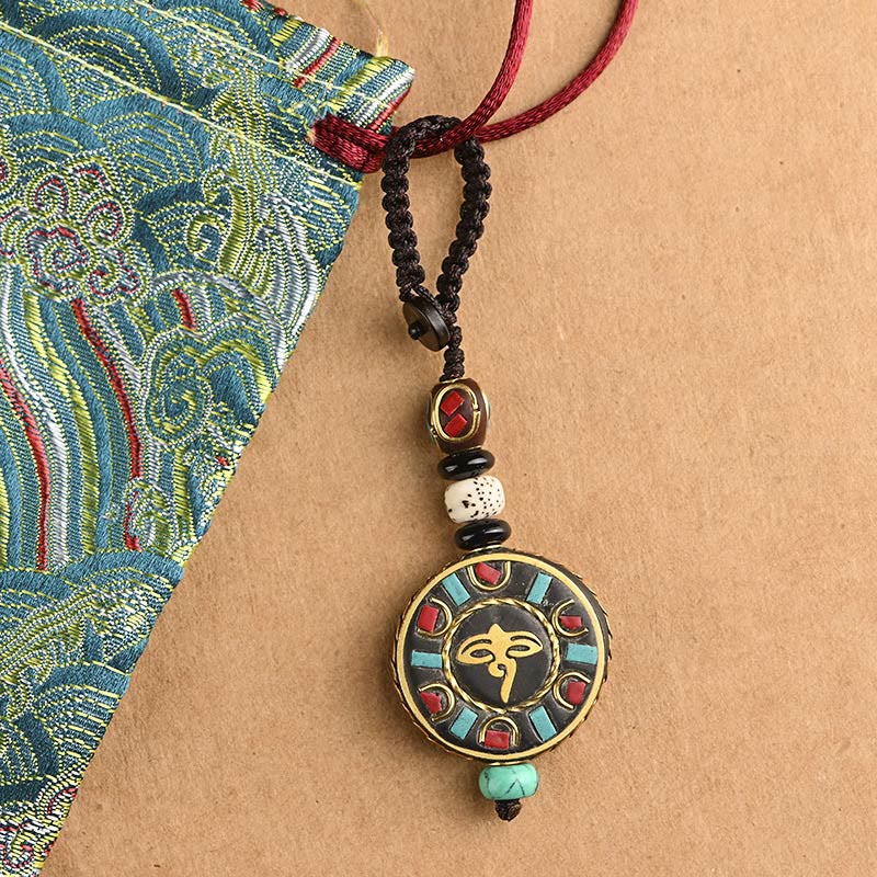 Llavero de paz con Buddha Stones tibetanas Om Mani Padme Hum Bodhi Seed
