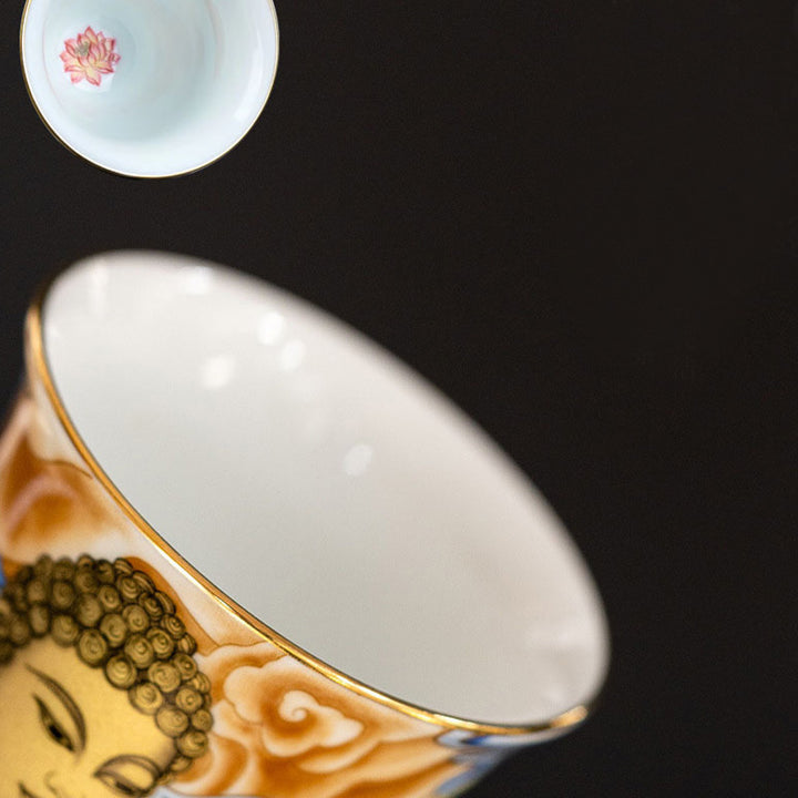 Taza de té de Kung Fu con Buddha Stones, Color Dunhuang, Apsaras voladoras