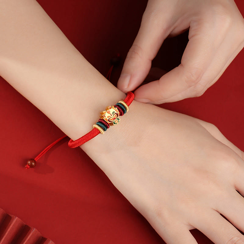 Pulsera roja trenzada de la suerte del zodíaco chino, hecha a mano, de Plata de Ley 925 con Buddha Stones , Año del Dragón