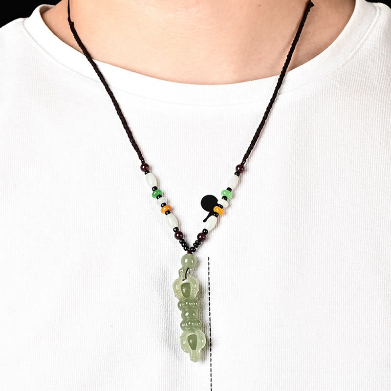 Colgante de collar de éxito grabado Dorje Vajra de Jade blanco de Jade cian hetiano Natural tibetano