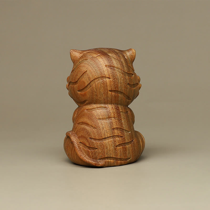 Buddha Stones pequeñas, decoraciones de escritorio positivas grabadas con tigre de sándalo verde