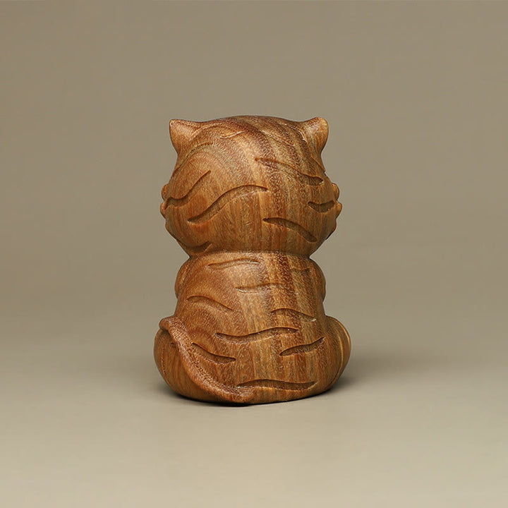 Buddha Stones pequeñas, decoraciones de escritorio positivas grabadas con tigre de sándalo verde