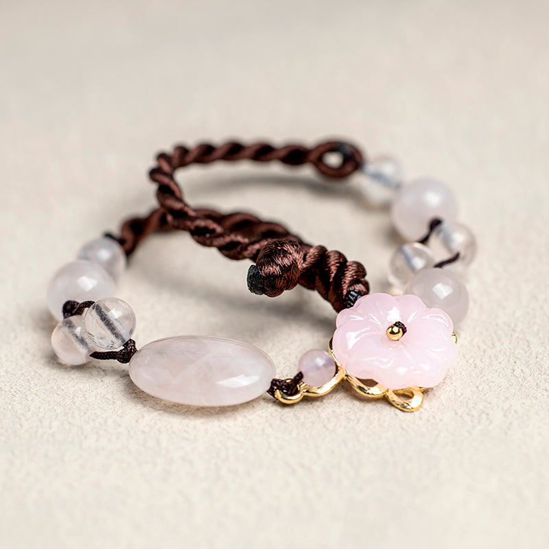 Tobillera calmante de cristal rosa The Flower of Love