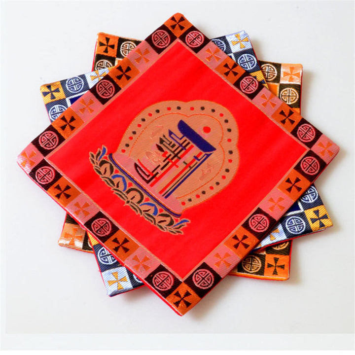 Estera de altar de oración Man-Bcu Kalachakra, estera de Jacquard para meditación curativa