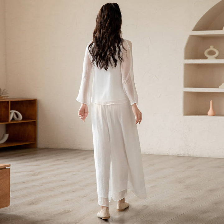 Conjunto de ropa de gasa para mujer, ropa de práctica de meditación espiritual Zen, Buddha Stones, oración Retro - image 4