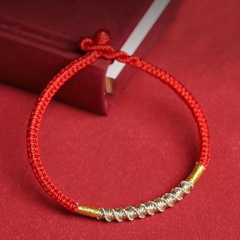 Pulsera trenzada de protección con hilo rojo de la fuerza de la suerte de plata de ley 925 con Buddha Stones