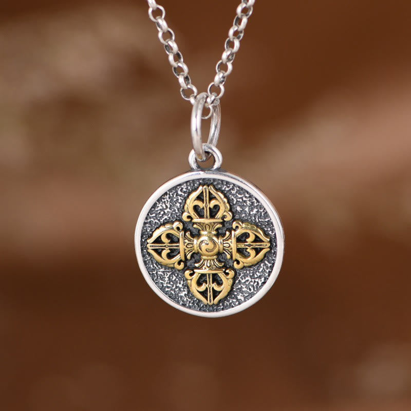 Colgante de plata de ley 925 con Buddha Stones , doble Dorje Vajra, bendición - Dorje/Vajra (Iluminación♥Poder Espiritual) - image 0