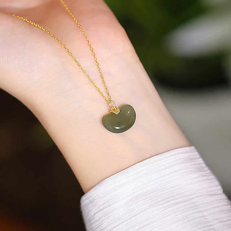 Collar con colgante de mariposa de Buda sonriente de la suerte, Jade cian Natural de Plata de Ley 925 - Frijol del amor de jade de Hetian (color aleatorio) - image 29