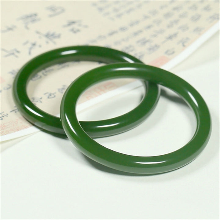 Brazalete de bendición de longevidad de jade cian con Buddha Stones