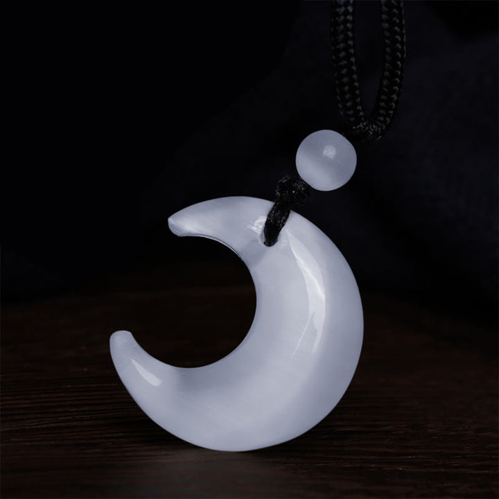 Colgante de collar de protección para pareja, colgante de cristal de selenita de obsidiana con brillo de plata Natural, Buddha Stones, luna creciente, Yin Yang - image 14