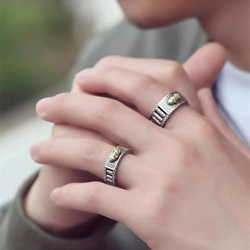 Anillo de pareja con Buddha Stones Lucky FengShui PiXiu, ruedas de oración de riqueza