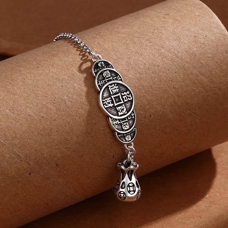 Pulsera de riqueza con bolsa de dinero y monedas de cobre con Buddha Stones