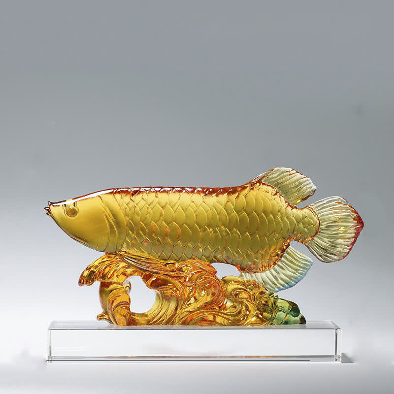 Pieza de arte hecha a mano de Liuli Crystal Koi Fish, decoración para el hogar y la Oficina - image 1