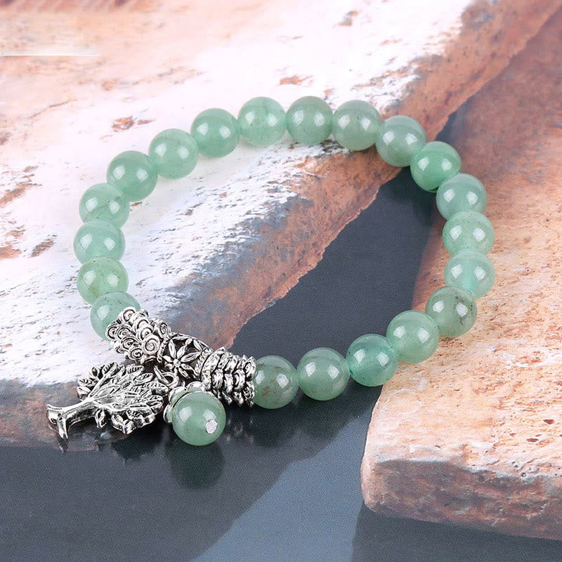 Pulsera elástica con amuleto de la suerte, árbol de la vida, Buddha Stones