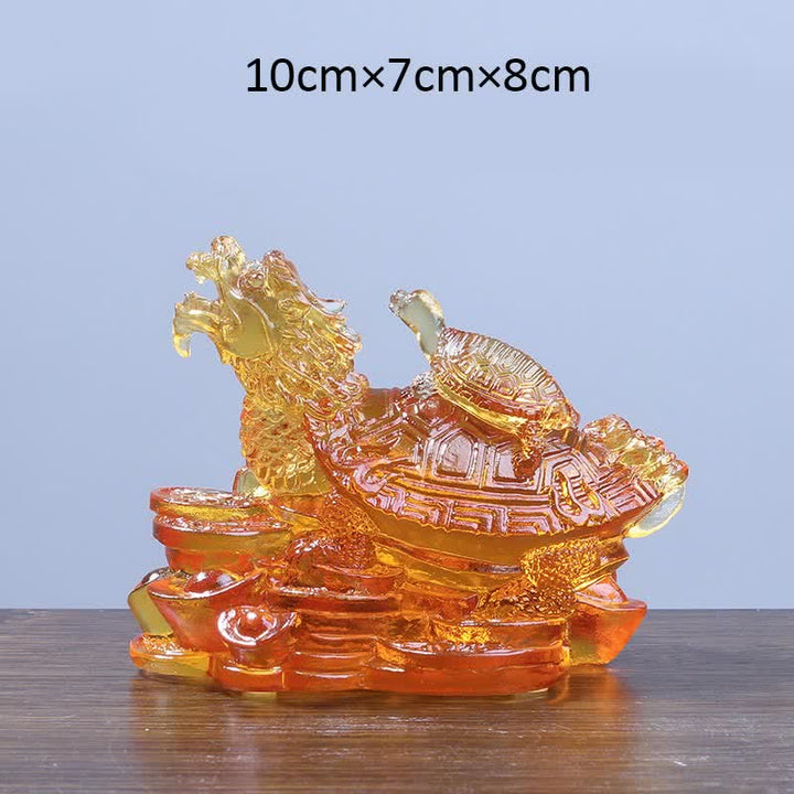 Buddha Stones Feng Shui, monedas de tortuga dragón hechas a mano, pieza de arte de la suerte de cristal Liuli, decoración para el hogar y la Oficina