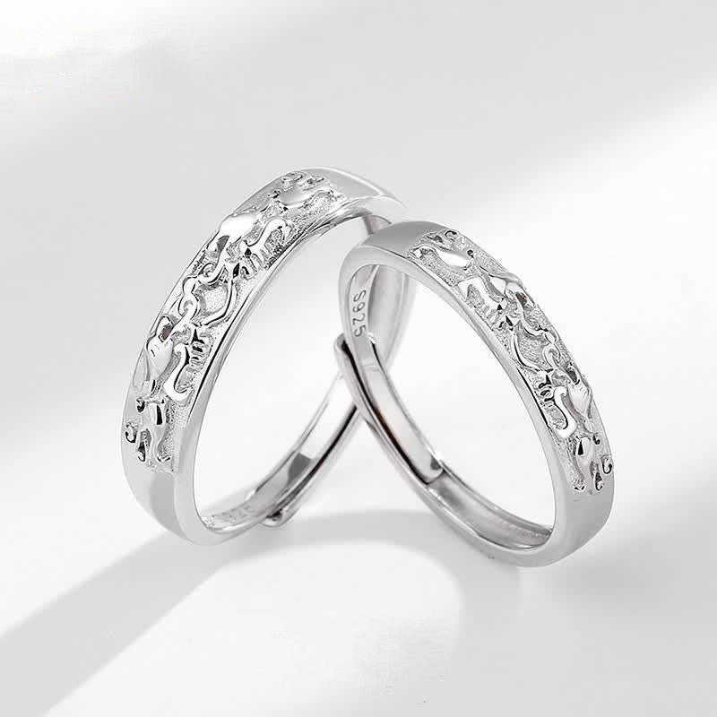 Anillo de pareja ajustable PiXiu Balance de plata de ley 925 con Buddha Stones