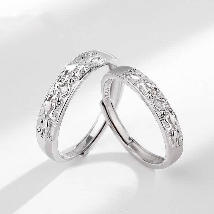 Anillo de pareja ajustable PiXiu Balance de plata de ley 925 con Buddha Stones