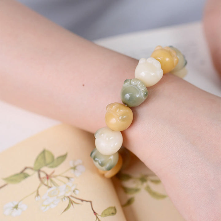 Pulsera de armonía tranquila con Buddha Stones , semillas Bodhi multicapa, linda pata de gato - image 6