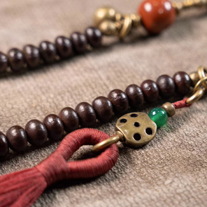Buddha Stones 108 cuentas de Mala Natural Tíbet púrpura semilla de Bodhi pulsera auspiciosa