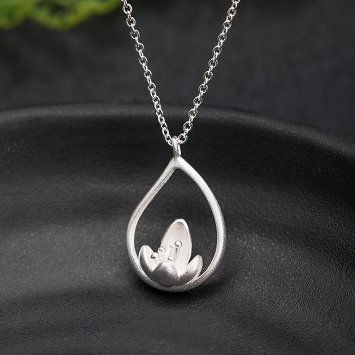 Colgante de collar con iluminación floral de flor de loto de plata de ley 925 con Buddha Stones - image 7