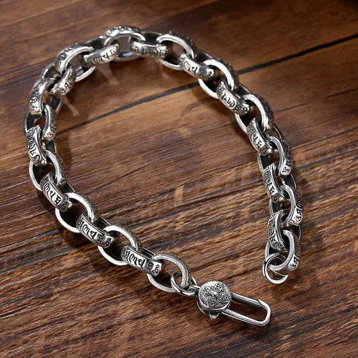 Pulsera de plata de ley 925 con grabado Om Mani Padme Hum de la paz