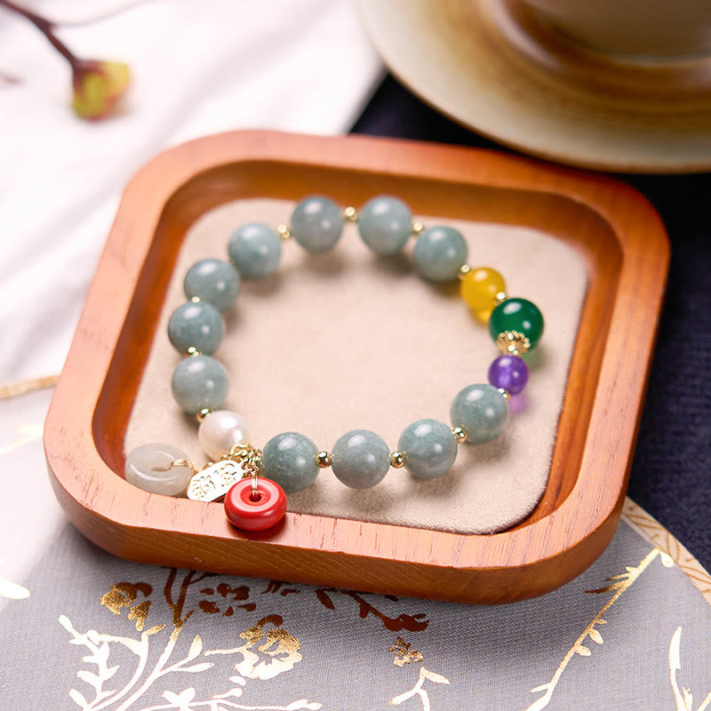 Pulsera de confianza con dije de hebilla de paz y ágata roja de jade con Buddha Stones
