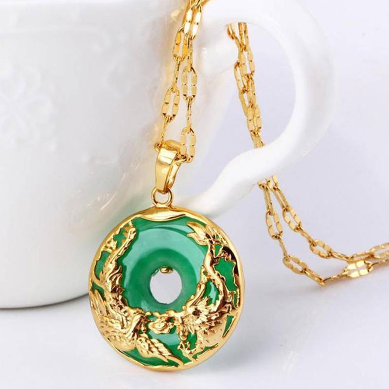 Collar de prosperidad de jade natural con Buddha Stones