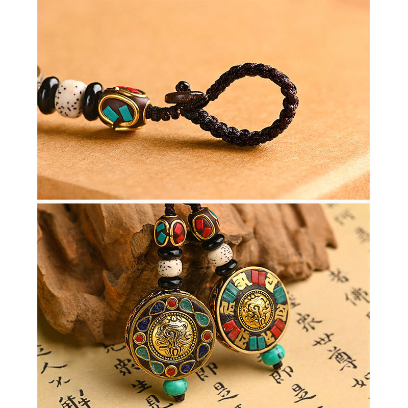 Llavero de paz con Buddha Stones tibetanas Om Mani Padme Hum Bodhi Seed