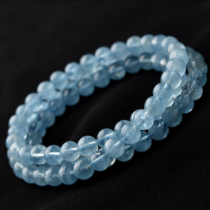 Pulsera curativa de la paz con aguamarina natural de Buddha Stones
