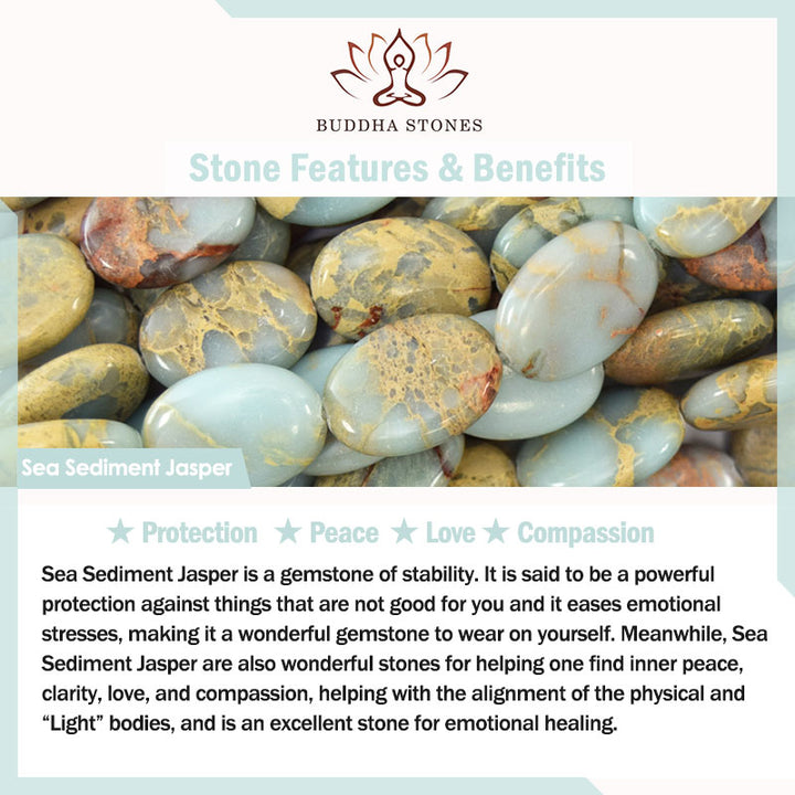 Buddha Stones 108 cuentas Mala piedra natural sedimento marino jaspe pulsera de protección de loto