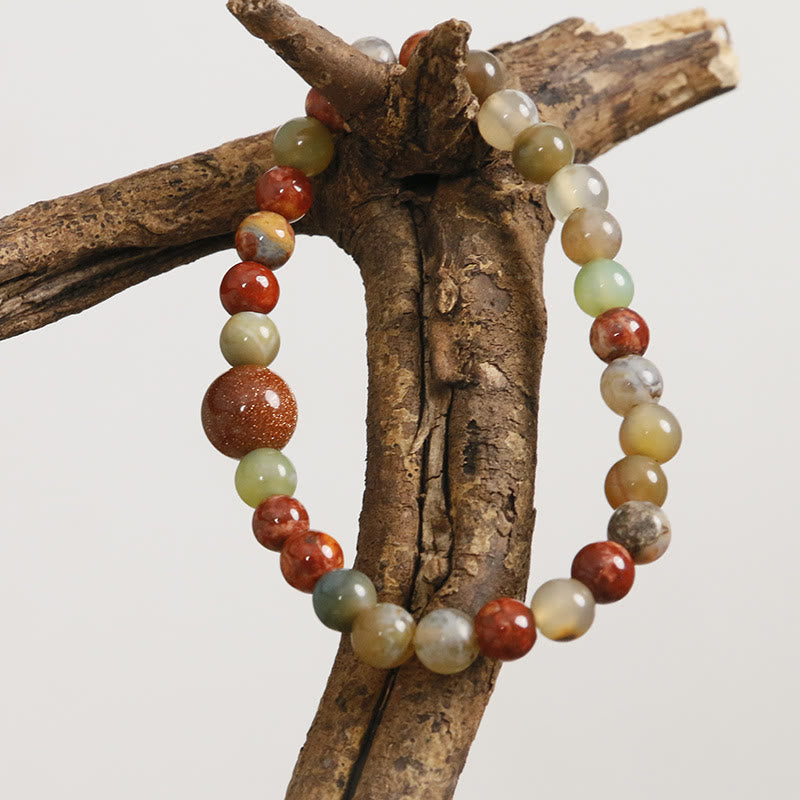 Pulsera de protección de ágata jaspe de sedimento marino de piedra natural de Buddha Stones
