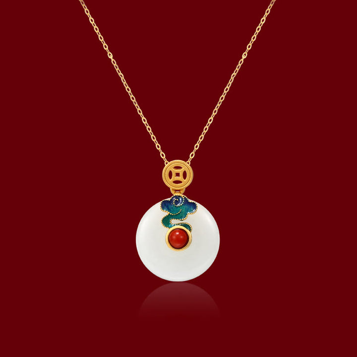 Buddha Stones, monedas de cobre de Jade, nubes propicias, collar de prosperidad, colgante, pulsera, anillo, pendientes