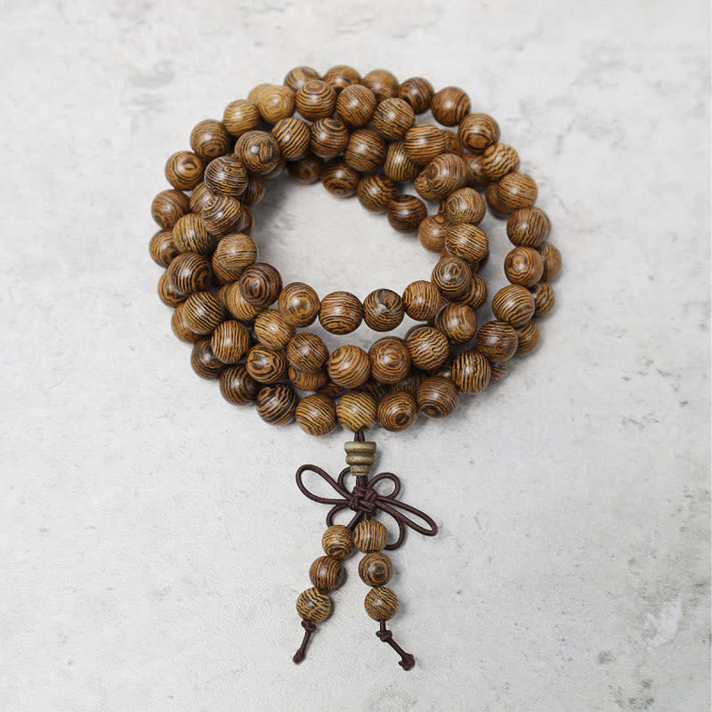 Pulsera de cuentas de Mala con Buddha Stones , 108, oración, meditación, sándalo, elástica - Madera de wengué - image 13