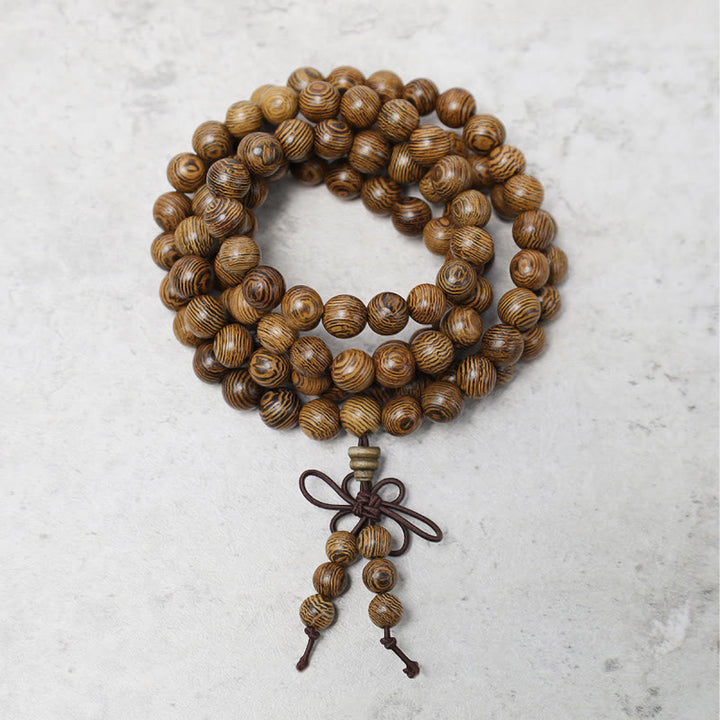 Pulsera de cuentas de Mala con Buddha Stones , 108, oración, meditación, sándalo, elástica - Madera de wengué - image 13