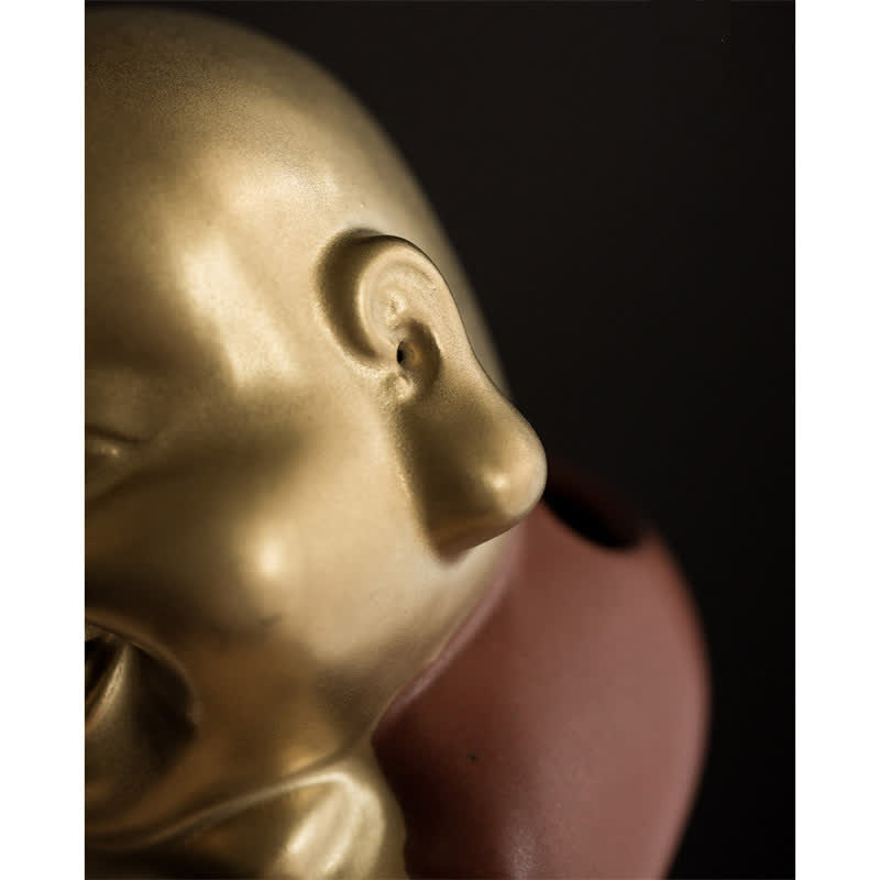 Quemador de incienso curativo de cerámica de Buda sonriente del pequeño Buda