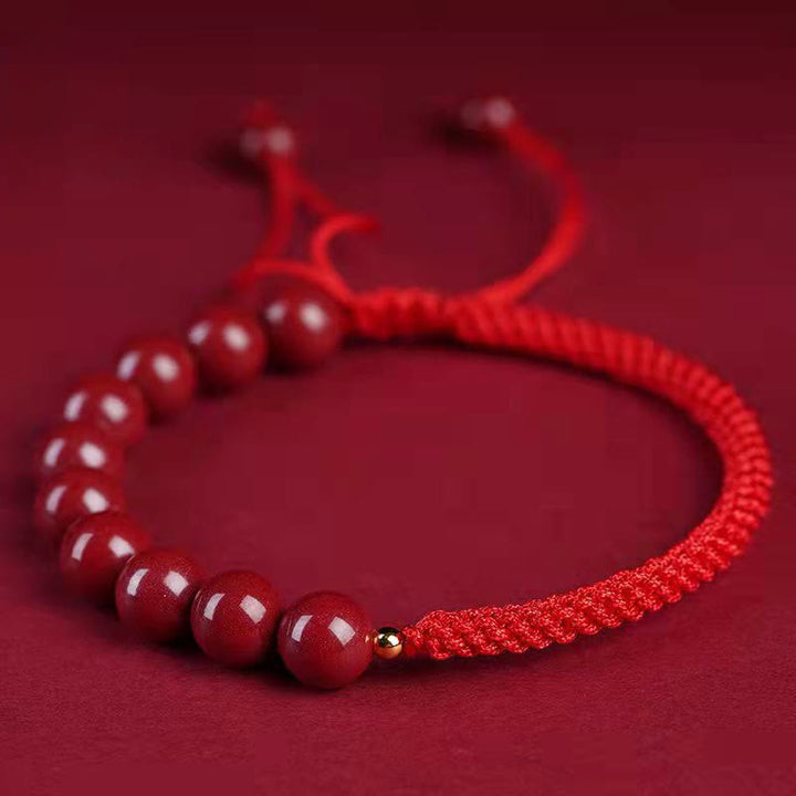 Pulsera de hilo de bendición con nudo King Kong de cinabrio natural con Buddha Stones