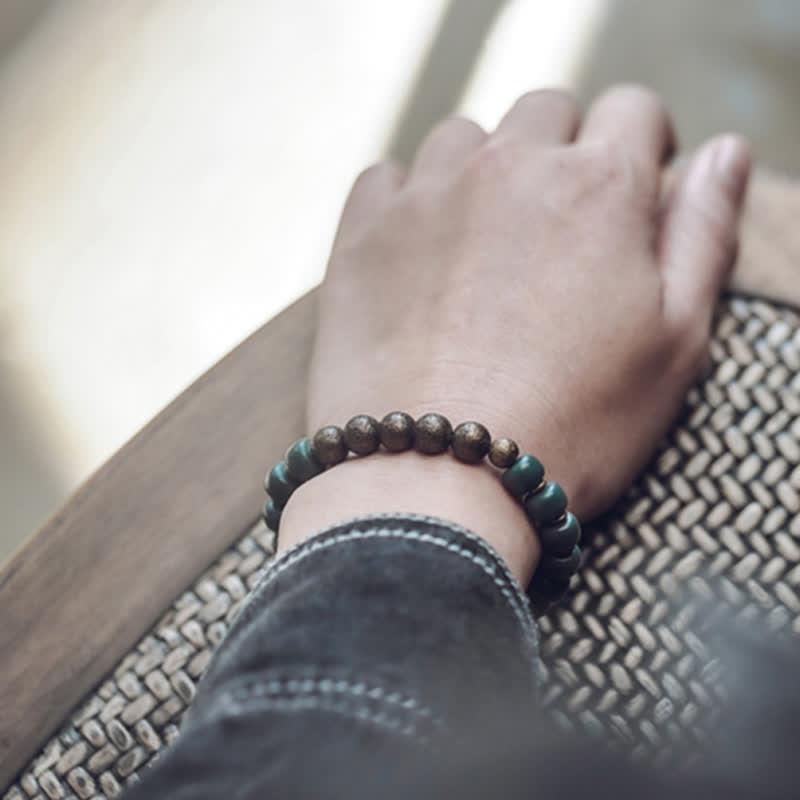 Pulsera de éxito de cobre con semillas de Bodhi cian tibetano