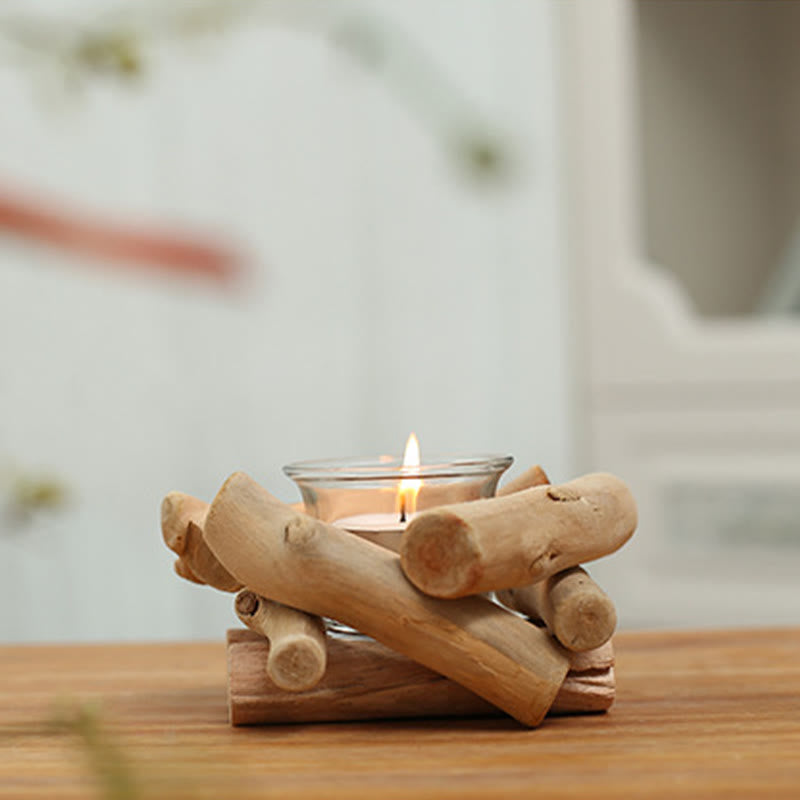 Candelabro de madera con Buddha Stones, decoración para el hogar