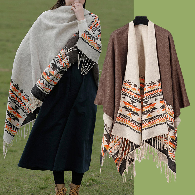 Mantón tibetano de Buddha Stones, geometría colorida, bufanda de viaje acogedora para invierno