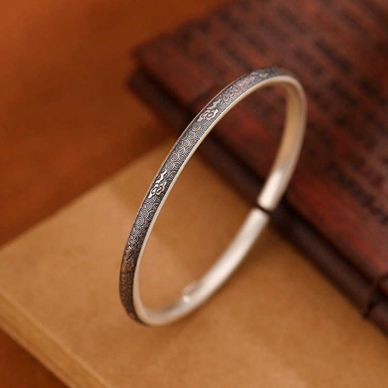 Brazalete de pulsera de la suerte con diseño de nubes propicias de plata de ley 999 vintage con Buddha Stones - image 3