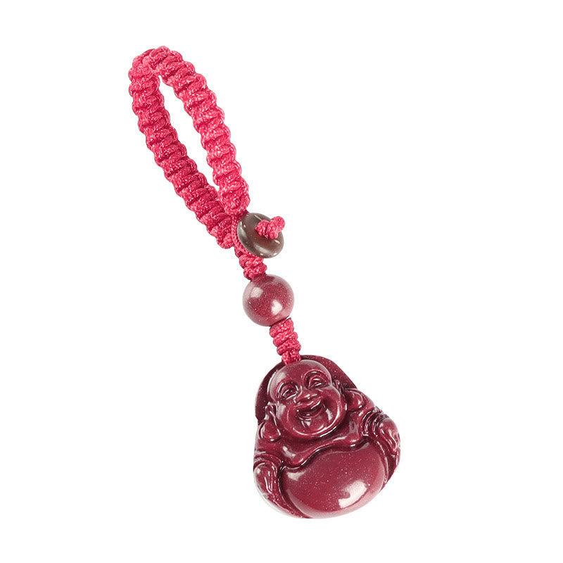 Buddha Stones, Buda sonriente, cinabrio, bendición, collar, colgante, decoración colgante para teléfono, llavero - image 11