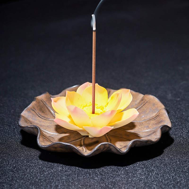Decoración de quemador de incienso con bendición de loto tibetano
